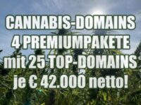 4 exklusive Cannabis- /Hanf-Domain-Premiumpakete für je €42.000 netto!